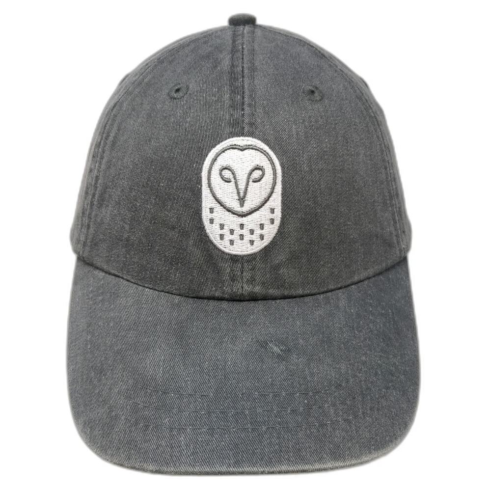 Adams Baseball Cap Gray One Size Leather Strapback Owl Logo Samsara Hat